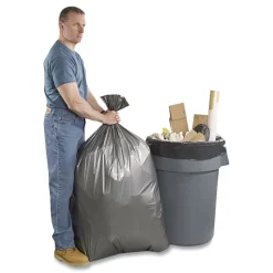 Platinum Plus 33 in. x 40 in. 33-Gallon 1.35 mil. Can Liners - Gray (100/Carton)