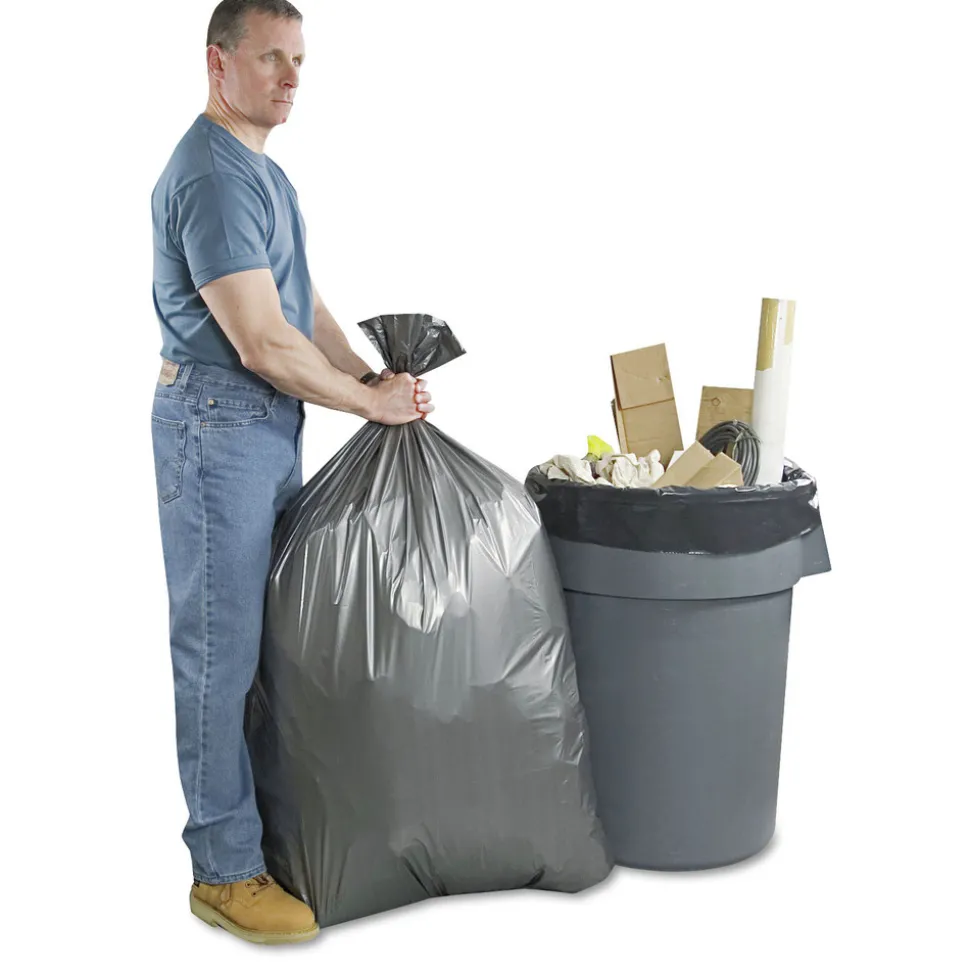 Platinum Plus 1507253 30 in. x 36 in. 30-Gallon 1.35 mil. Can Liners - Gray (100/Carton)