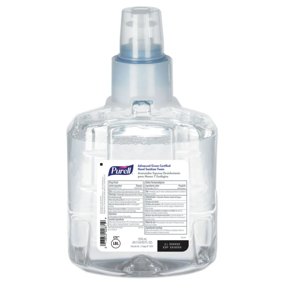 PURELL 1904-02 Advanced 1200 ml Hand Sanitizer Green Certified Foam Refill for LTX-12 Dispensers (2/Carton)