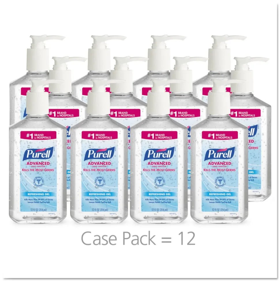 PURELL Advanced 12 oz. Refreshing Gel Hand Sanitizer Pump Bottle - Clean Scent (12/Carton)