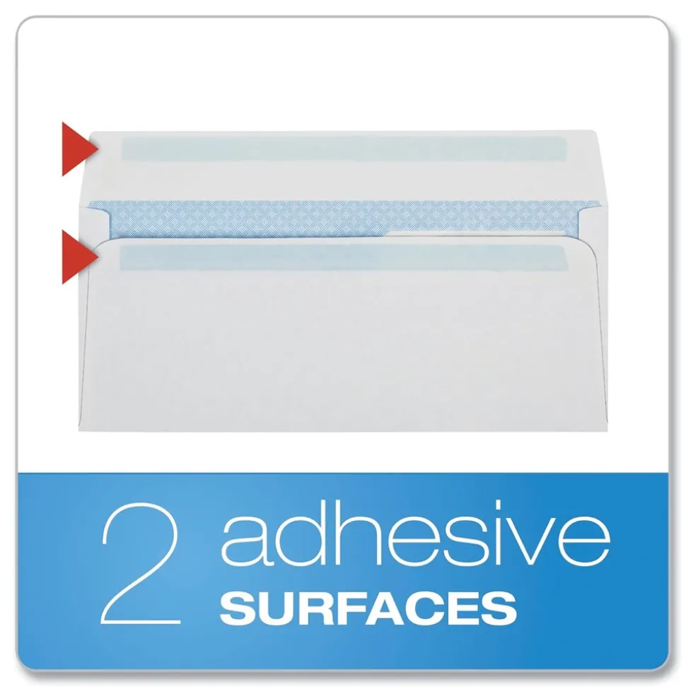 Quality Park 4.13 in. x 9.5 in. #10 Commercial Flap Redi-Seal Adhesive Closure Double Window Redi-Seal Security-Tinted Envelope - White (500/Box)