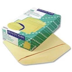 Quality Park 10 x 12 Hub Flap Gummed Closure Open-Side Booklet Envelope - Brown Kraft (100/Box)