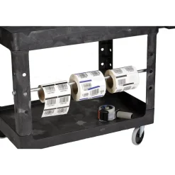 Rubbermaid Commercial 25.9 in. x 45.2 in. x 32.2 in. 500 lbs. Capacity 2 Lipped Shelves Heavy-Duty Plastic Utility Cart - Black