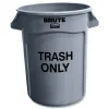Rubbermaid Commercial Brute 32 gal (Trash Only) Imprint Plastic Vented Container - Round Gray
