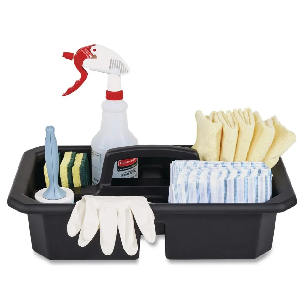 Rubbermaid Commercial Cleaning Caddy Compatible with Full-Size and Compact Housekeeping Carts - Black (6/Carton)