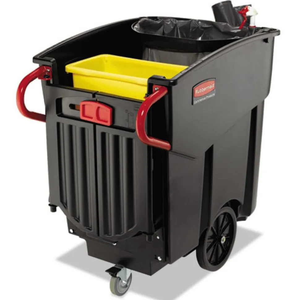 Rubbermaid Commercial Executive Series Mega Brute 120 Gallon Plastic Rectangular Mobile Container - Black
