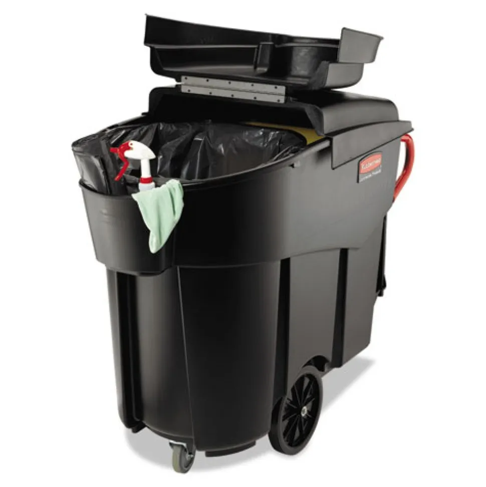 Rubbermaid Commercial Executive Series Mega Brute 120 Gallon Plastic Rectangular Mobile Container - Black