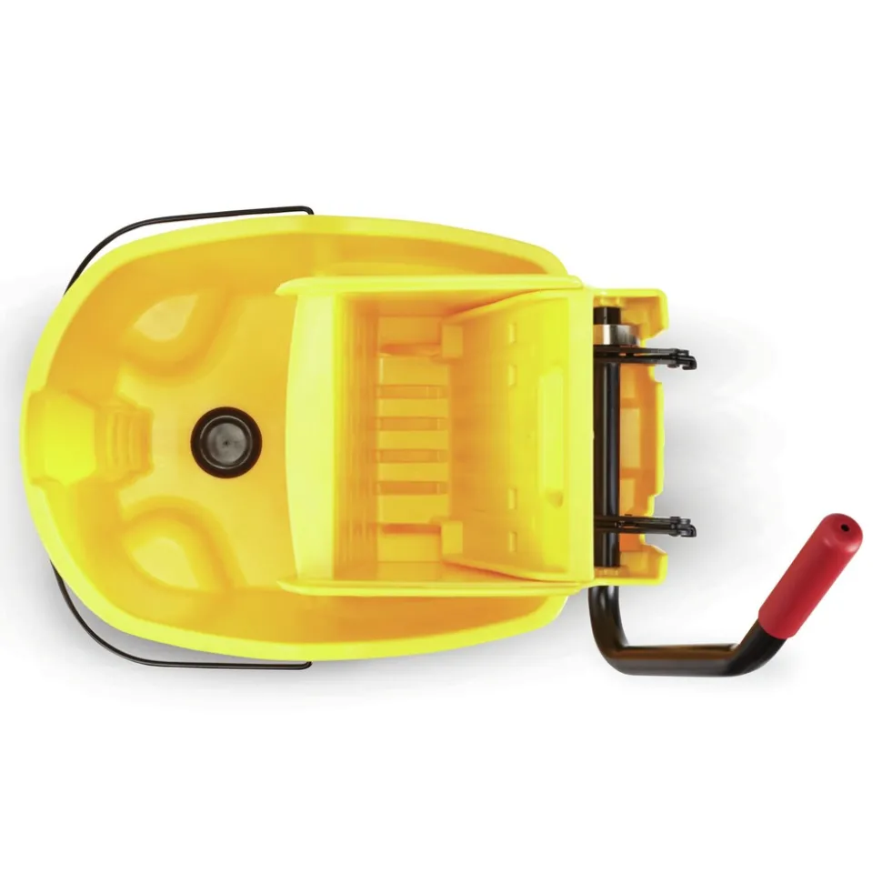 Rubbermaid Commercial FG618688YEL 44 qt. WaveBrake 2.0 Side-Press Plastic Bucket/Wringer Combos - Yellow