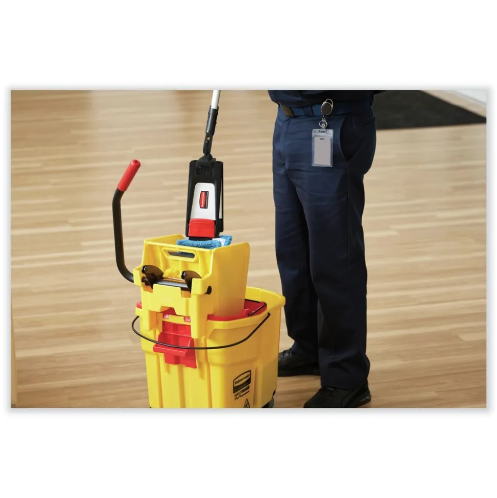 Rubbermaid Commercial FG618688YEL 44 qt. WaveBrake 2.0 Side-Press Plastic Bucket/Wringer Combos - Yellow