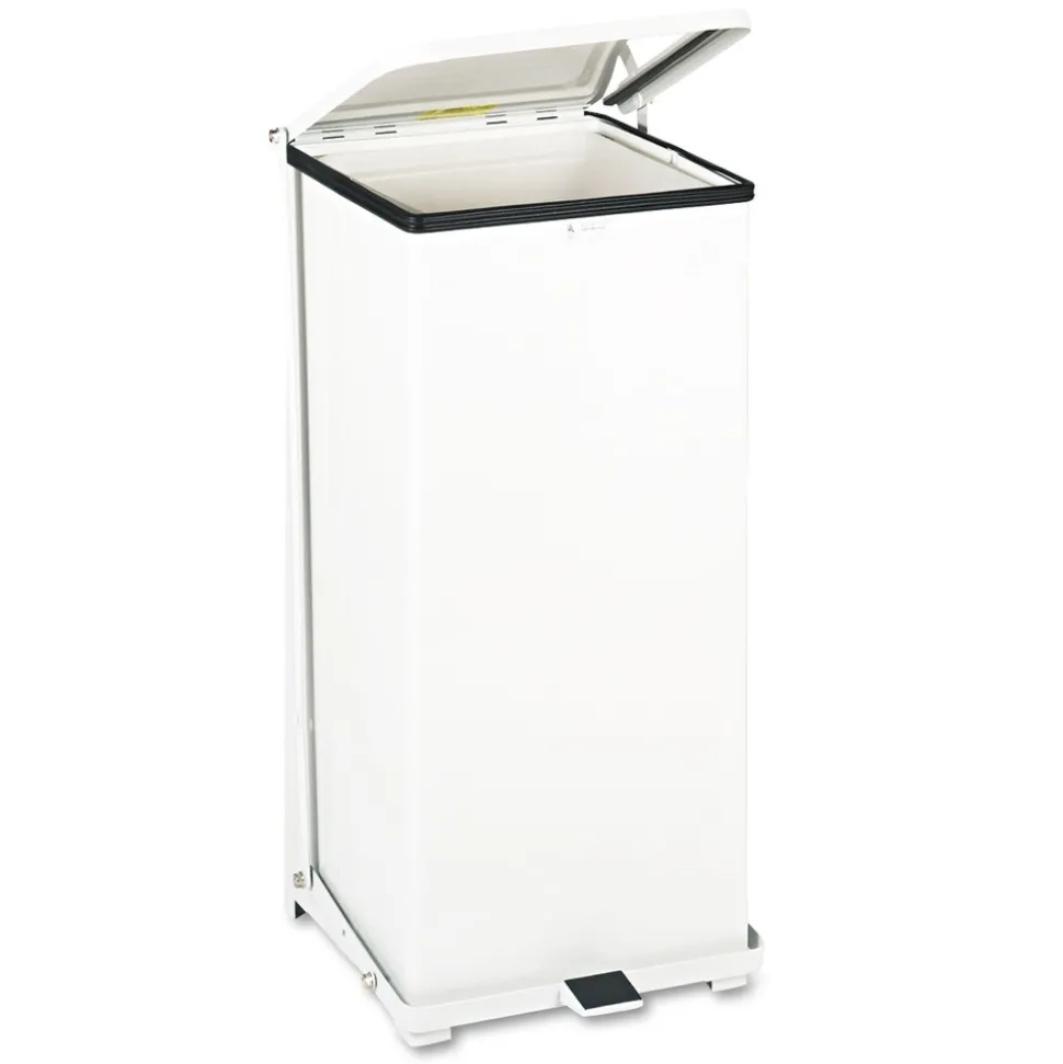 Rubbermaid Commercial 13 gal. Defenders Heavy-Duty Steel Step Can - White
