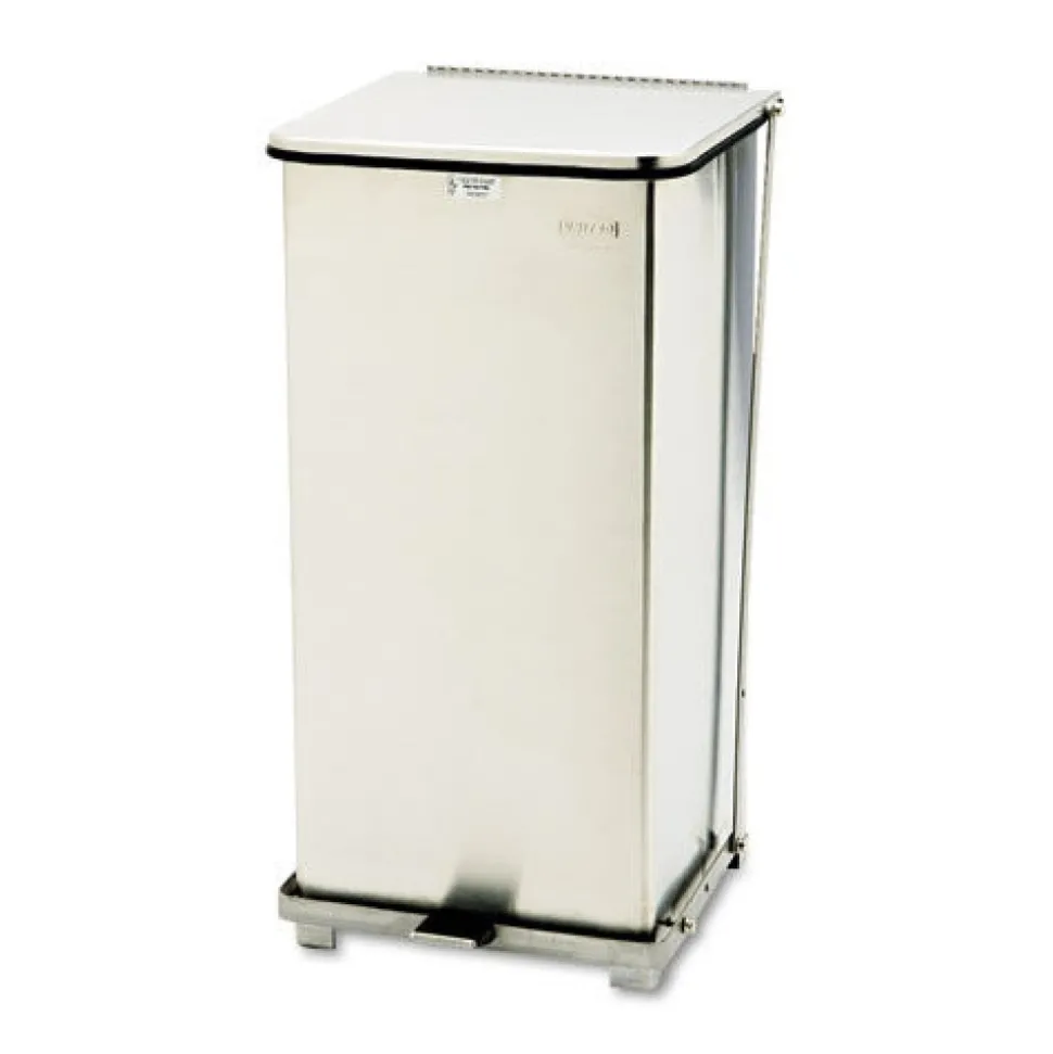 Rubbermaid Commercial 13 gal. Defenders Heavy-Duty Steel Step Can - Stainless Steel
