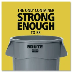 Rubbermaid Commercial 44 Gallon Plastic Vented Round Brute Container - Yellow
