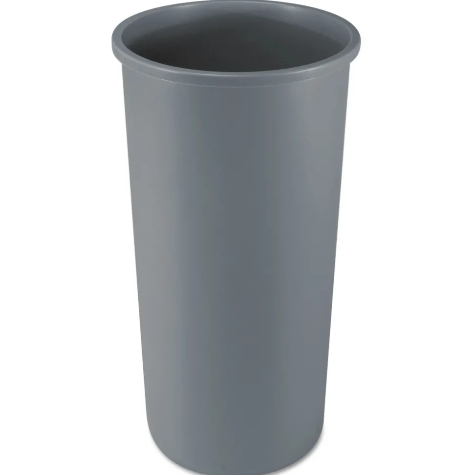 Rubbermaid Commercial 22 Gallon Round Plastic Untouchable Waste Container - Gray