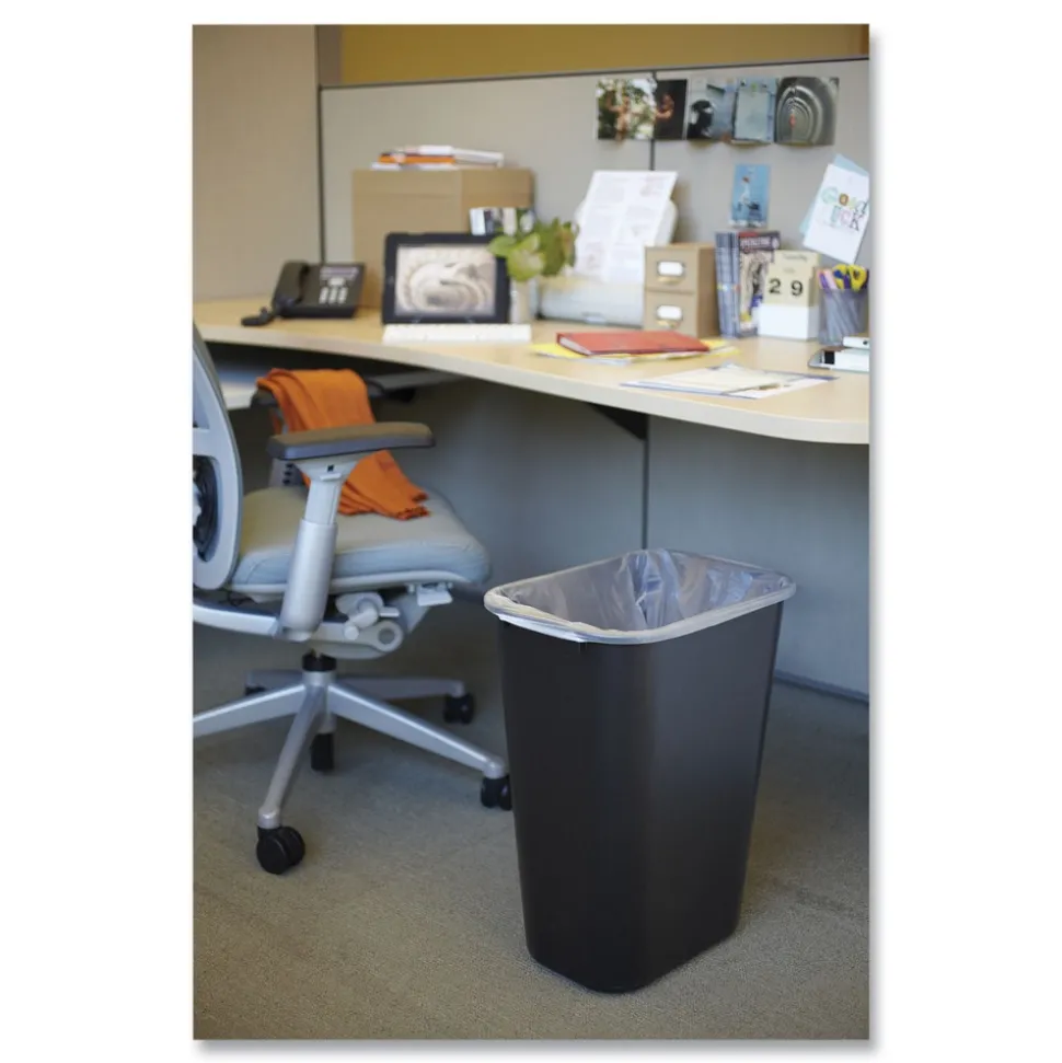 Rubbermaid Commercial 10.25-Gallon Rectangular Deskside Wastebasket - Black