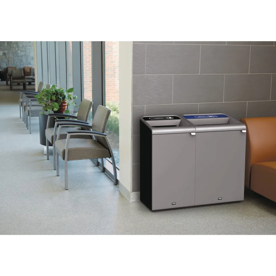Rubbermaid Commercial 33 Gallon Configure 1 Stream Mixed Recycling Waste Receptacle - Gray