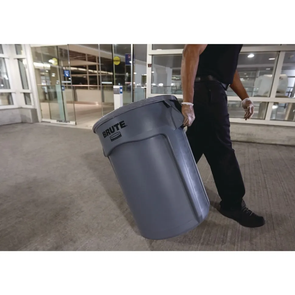 Rubbermaid Commercial 10 gal. Vented Round Plastic Brute Container - Gray