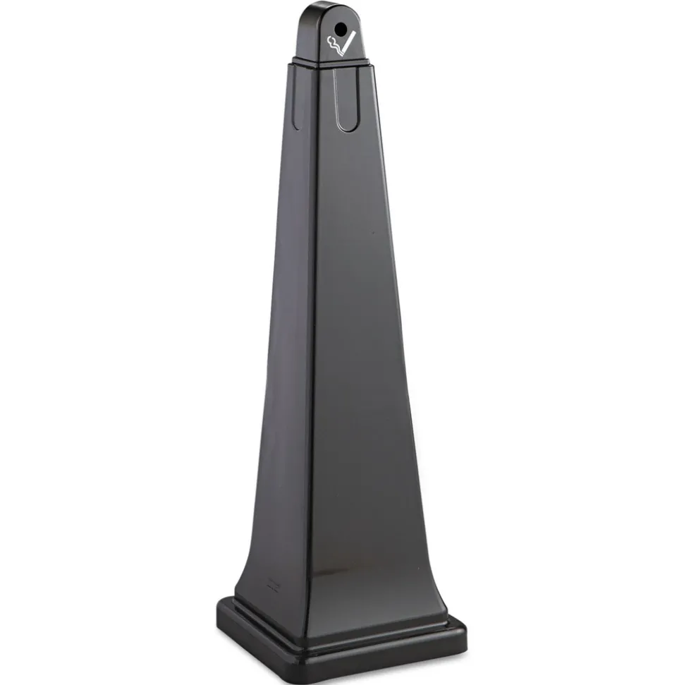 Rubbermaid Commercial 12.25 in. x 39.75 in. 1 gal. GroundsKeeper Pyramid Cigarette Waste Collector - Black