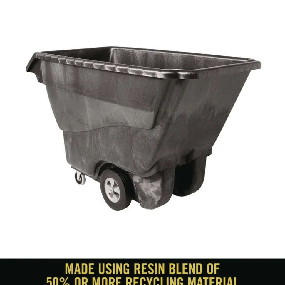 Rubbermaid Commercial 1250 lbs. Capacity Rectangular Structural Foam Tilt Truck - Black