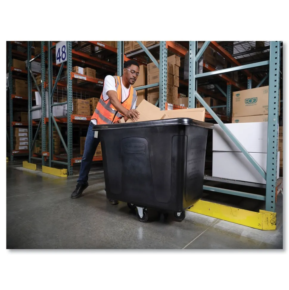Rubbermaid Commercial 500 lbs. Capacity 105 Gallon Plastic Cube Truck - Black