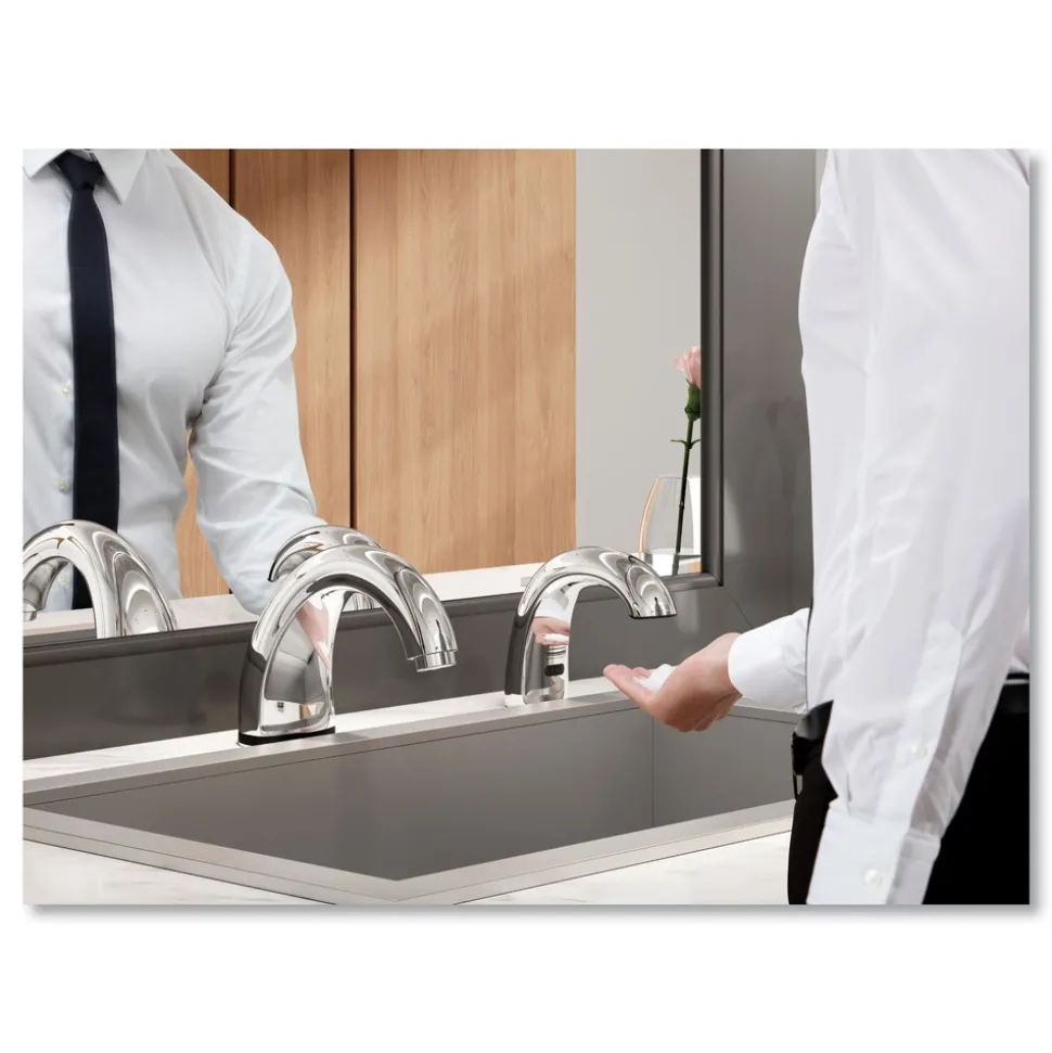 Rubbermaid Commercial One Shot 11 in. x 14 in. x 3.5 in. Touch Free Foam Soap Dispenser - Chrome (4/Carton)