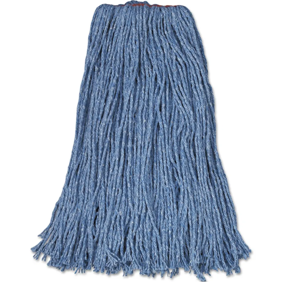 Rubbermaid Commercial 24 oz. 1 in. Band Cotton/Synthetic Cut-End Blend Mop Head - Blue (12/Carton)