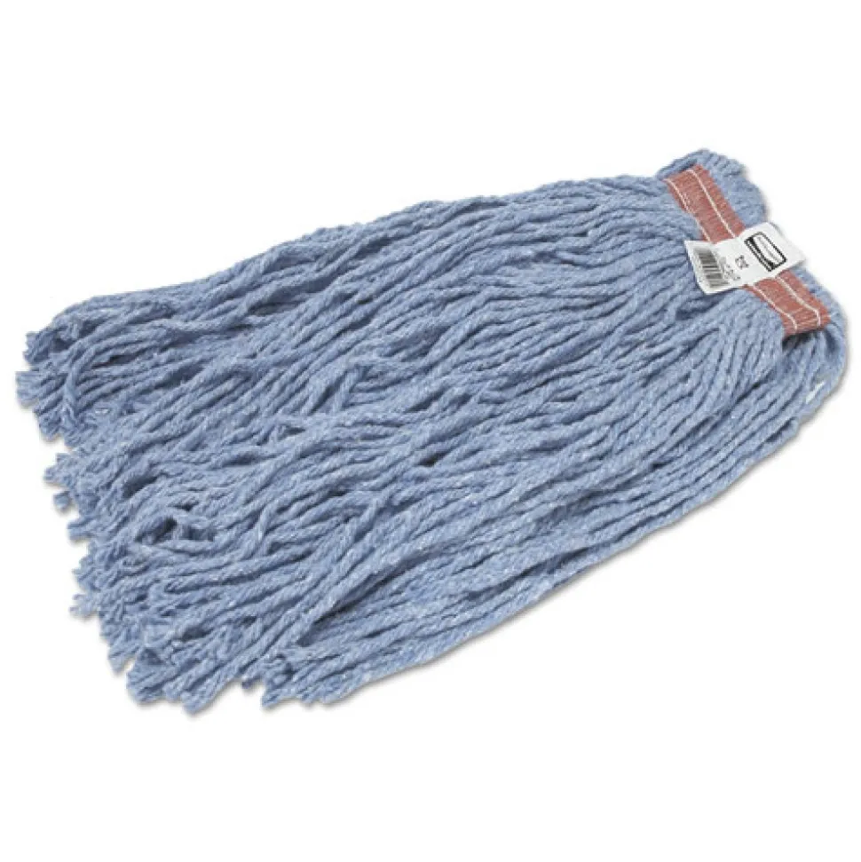 Rubbermaid Commercial 20 oz. 1 in. Headband Cut-End Blend Cotton/Synthetic Mop Head - Blue (12/Carton)