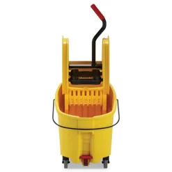 Rubbermaid Commercial 44 qt. WaveBrake 2.0 Down-Press Plastic Bucket/Wringer Combos - Yellow