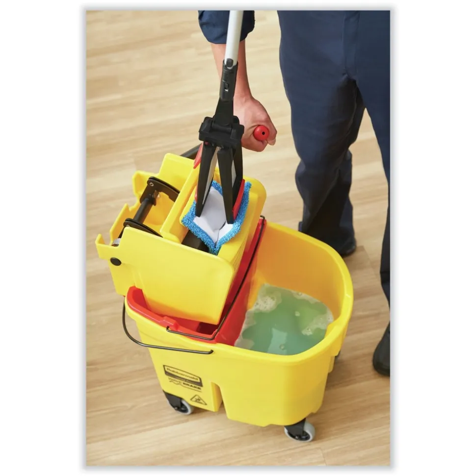 Rubbermaid Commercial 1863896 35 qt. WaveBrake 2.0 Side-Press Plastic Bucket/Wringer Combos - Black