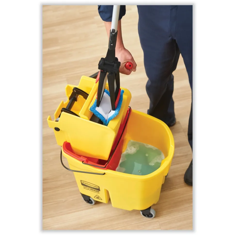 Rubbermaid Commercial 35 qt. WaveBrake 2.0 Down-Press Plastic Bucket/Wringer Combos - Brown