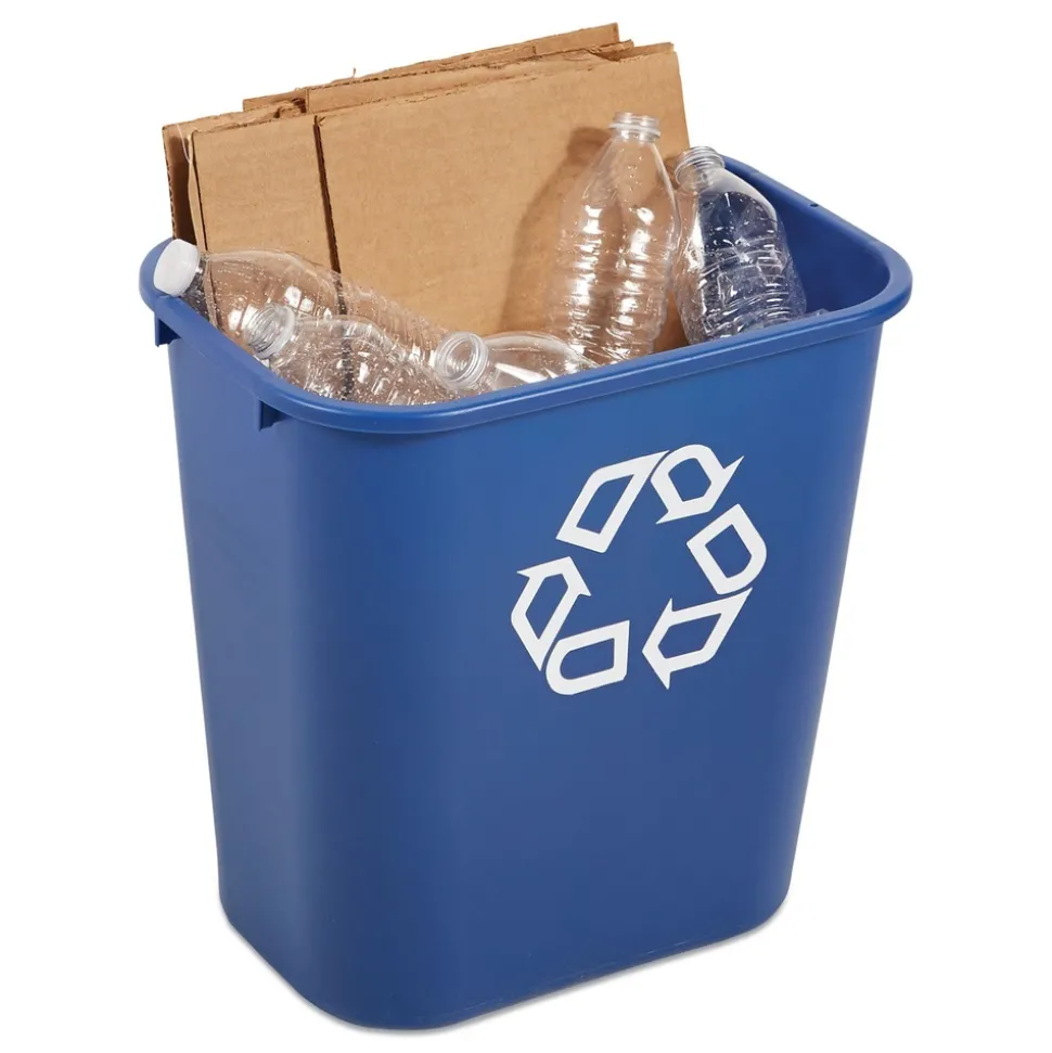 Rubbermaid Commercial 28.13-Quart Rectangular Deskside Recycling Container - Medium, Blue