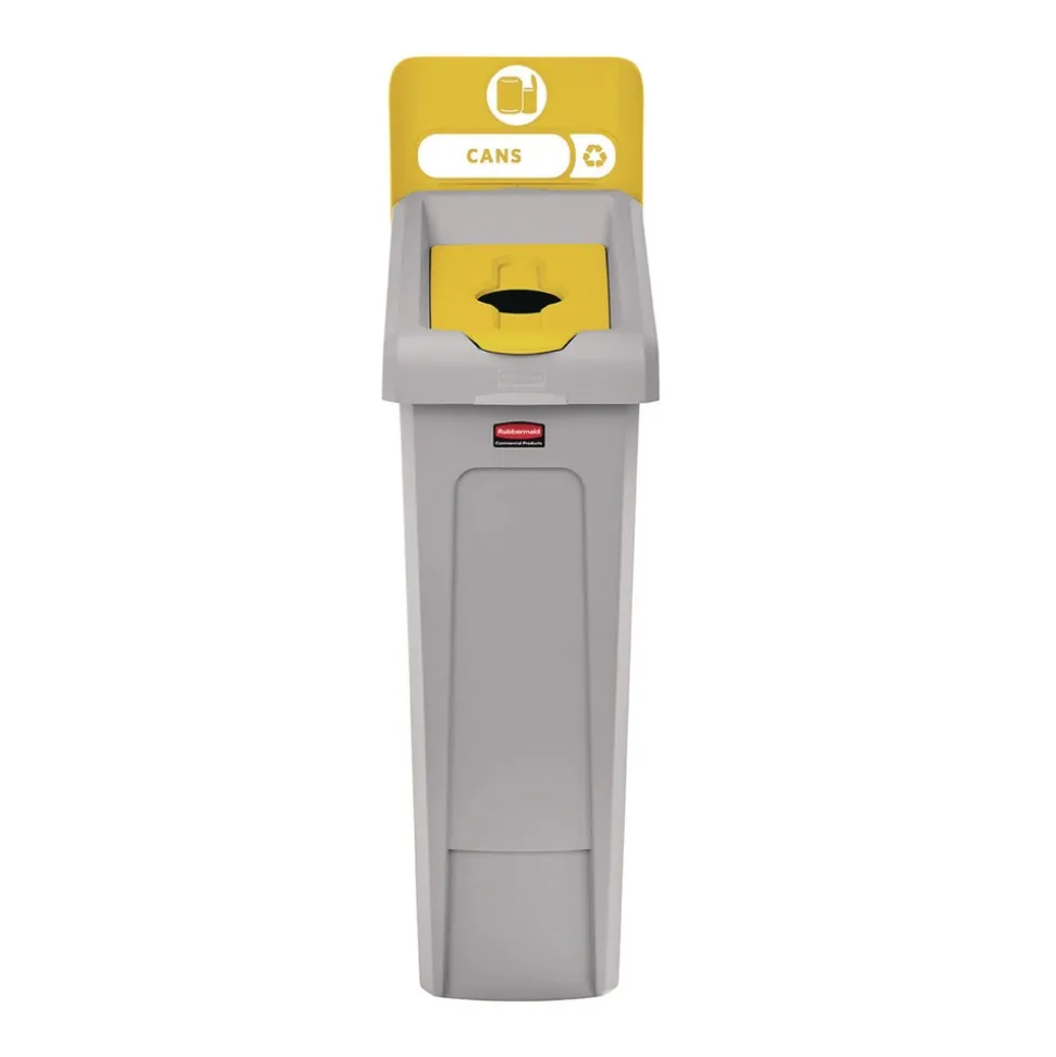 Rubbermaid Commercial Slim Jim Recycling Station Kit 1-Stream Bottles and Cans 23 gal Plastic Yellow/Gray