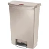 Rubbermaid Commercial 1883552 Streamline 24-Gallon Resin Front Step Style Step-On Container - Beige