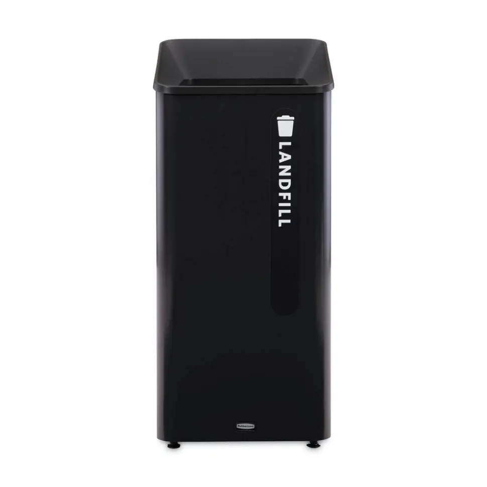 Rubbermaid Commercial Sustain 23 gal Metal/Plastic Decorative Refuse with Recycling Lid - Black