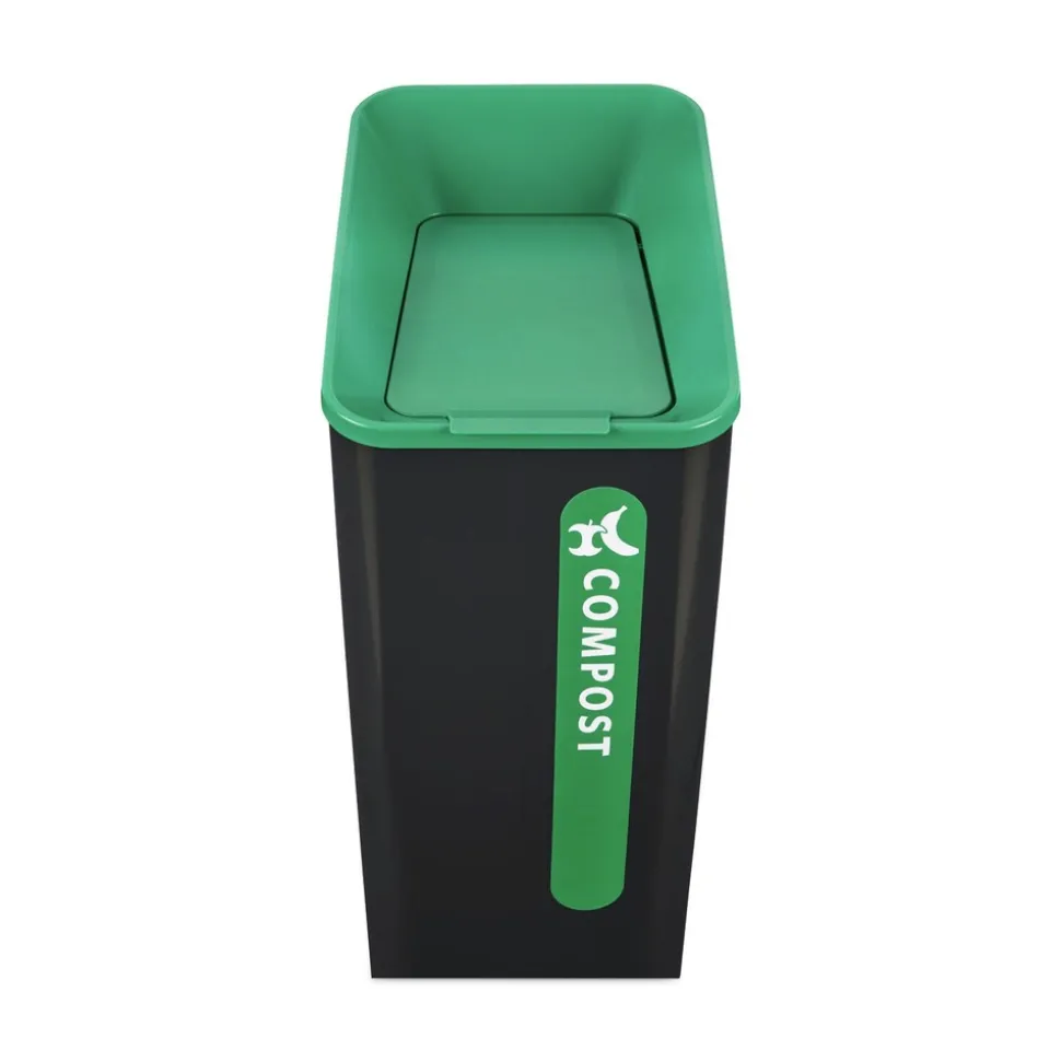 Rubbermaid Commercial Sustain 15 gal Metal/Plastic Decorative Refuse with Recycling Lid - Black/Green