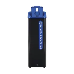 Rubbermaid Commercial Sustain 15 gal Metal/Plastic Decorative Refuse with Recycling Lid - Black/Blue