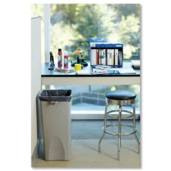 Rubbermaid Commercial Untouchable 23 Gallon Square Plastic Waste Container - Beige
