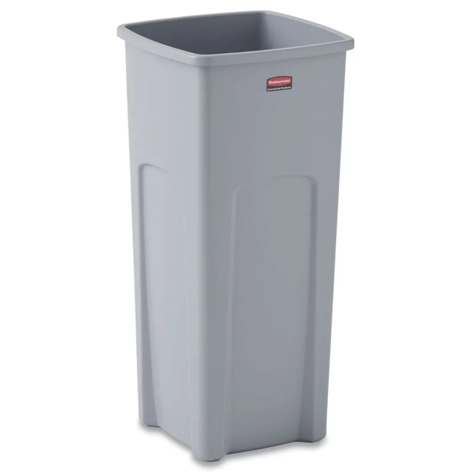 Rubbermaid Commercial Untouchable 23 Gallon Square Plastic Waste Container - Gray