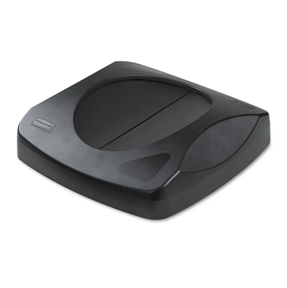 Rubbermaid Commercial Untouchable 16 in. Square Swing Top Lid - Black