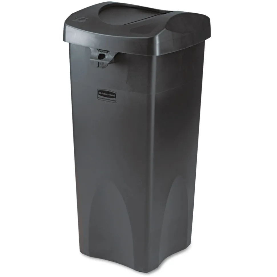 Rubbermaid Commercial Untouchable 16 in. Square Swing Top Lid - Black