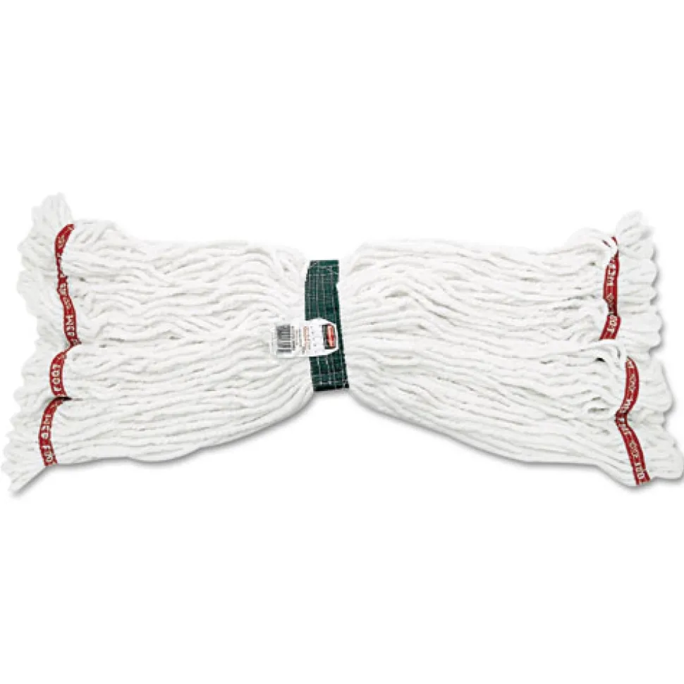 Rubbermaid Commercial Web Foot Shrinkless Looped-End Cotton/Synthetic Wet Mop Head - Medium, White (6/Carton)