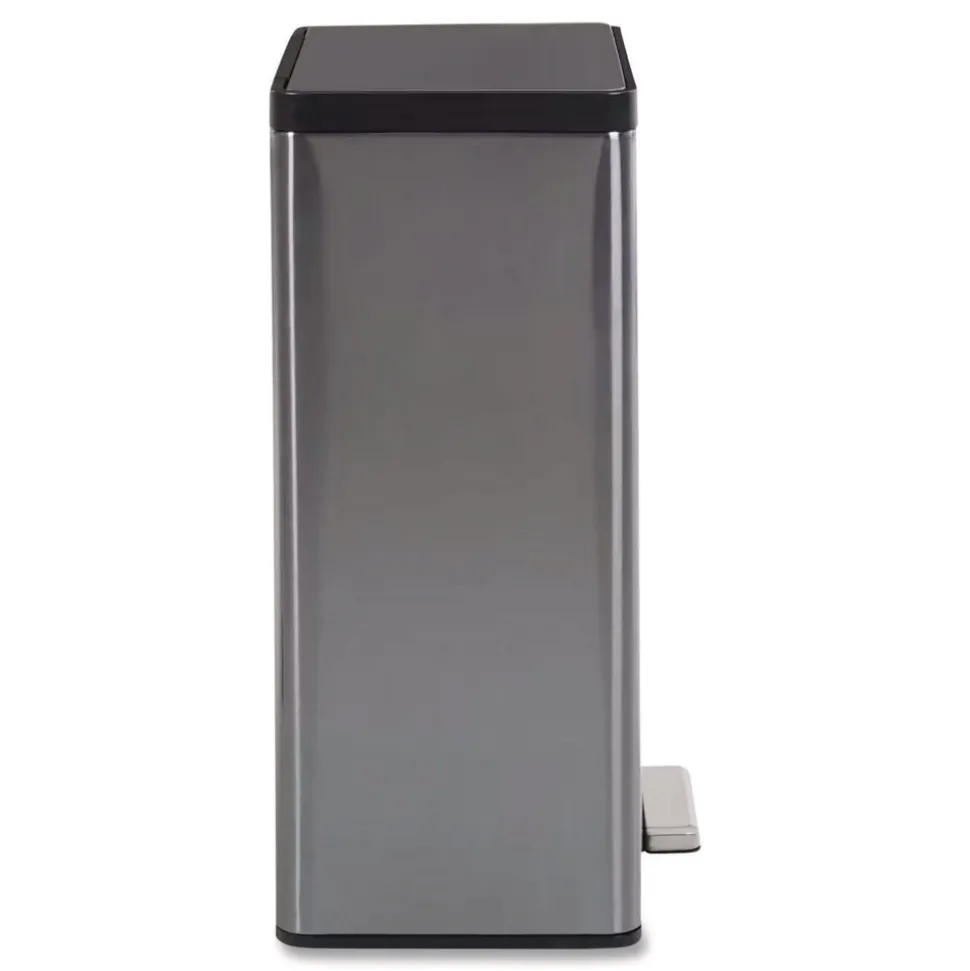 Rubbermaid Elite Step-On Trash Can 12 gal Metal Charcoal Stainless Steel/Black