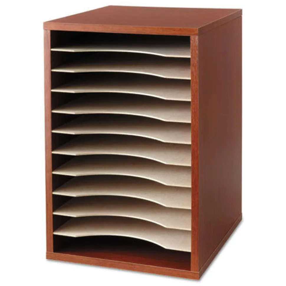 Safco 11 Compartments 10.63 in. x 11.88 in. x 16 in. Wood Desktop Literature Sorter - Cherry