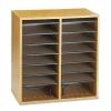 Safco 16 Compartments 19.5 in. x 11.75 in. x 21 in. Wood/Laminate Literature/CD Sorter - Medium Oak