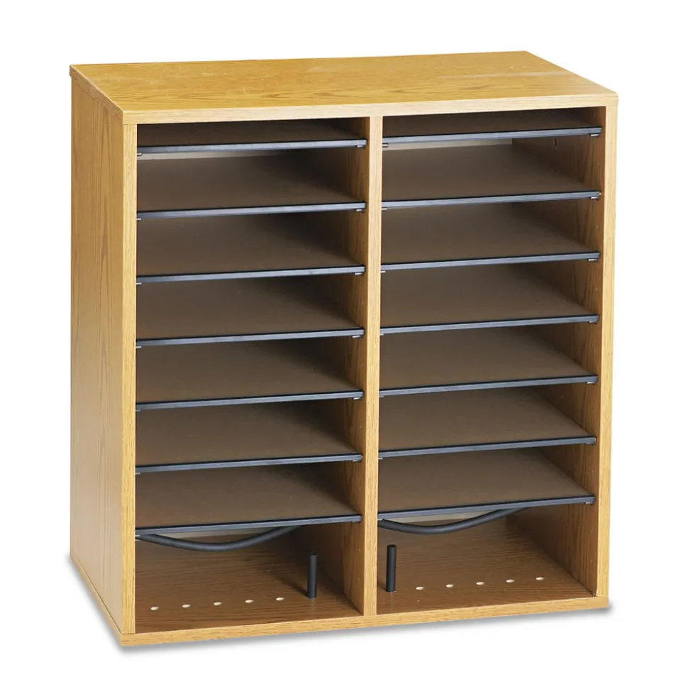 Safco 16 Compartments 19.5 in. x 11.75 in. x 21 in. Wood/Laminate Literature/CD Sorter - Medium Oak