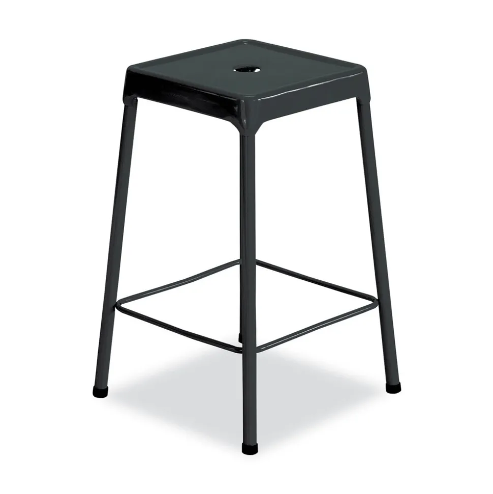 Safco Counter-Height Steel Stool, Backless, Supports Up To 250 Lb, 25-in Seat Height, Black