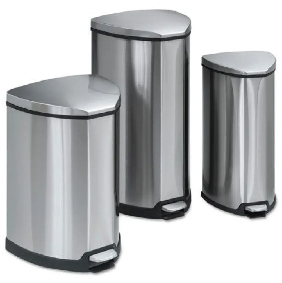 Safco 4 Gallon Stainless Steel Step-On Receptacle - Chrome/Black