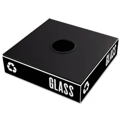 Safco 15.25 in. W x 15.25 in. D x 2 in. H Circular Opening Public Square Recycling Container Lid - Black