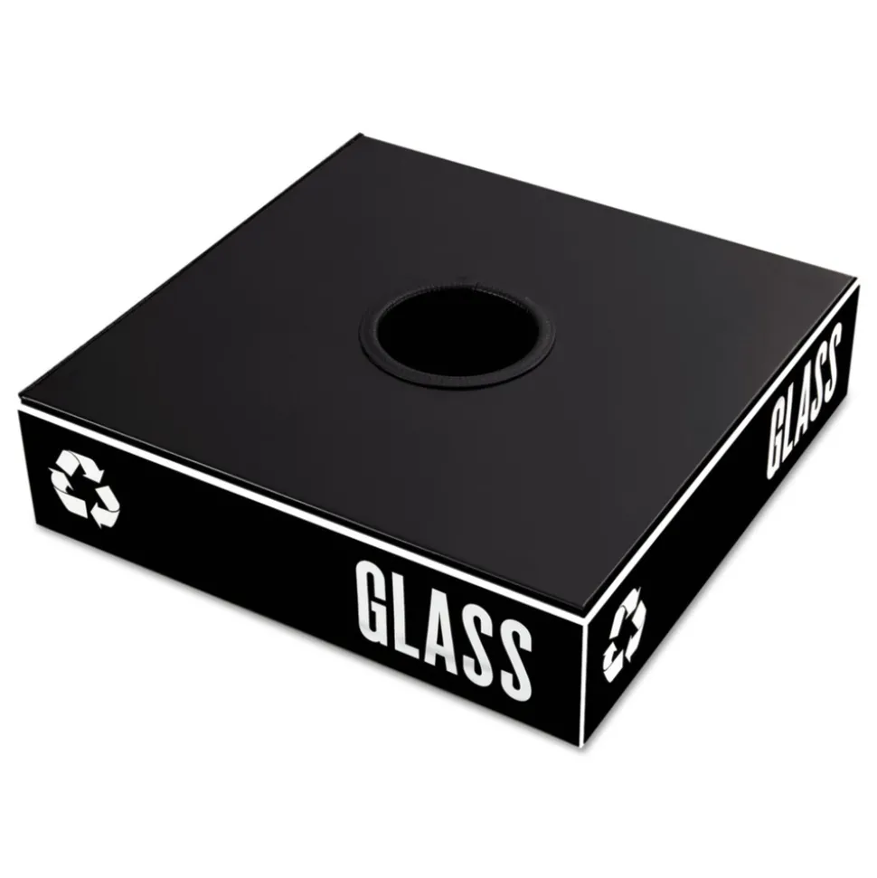 Safco 15.25 in. W x 15.25 in. D x 2 in. H Circular Opening Public Square Recycling Container Lid - Black