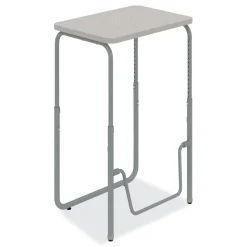 Safco 27.75 in. x 19.75 in. x 29 in. to 43 in. AlphaBetter 2.0 Height-Adjustable Student Desk with Pendulum Bar and Book Box - Pebble Gray