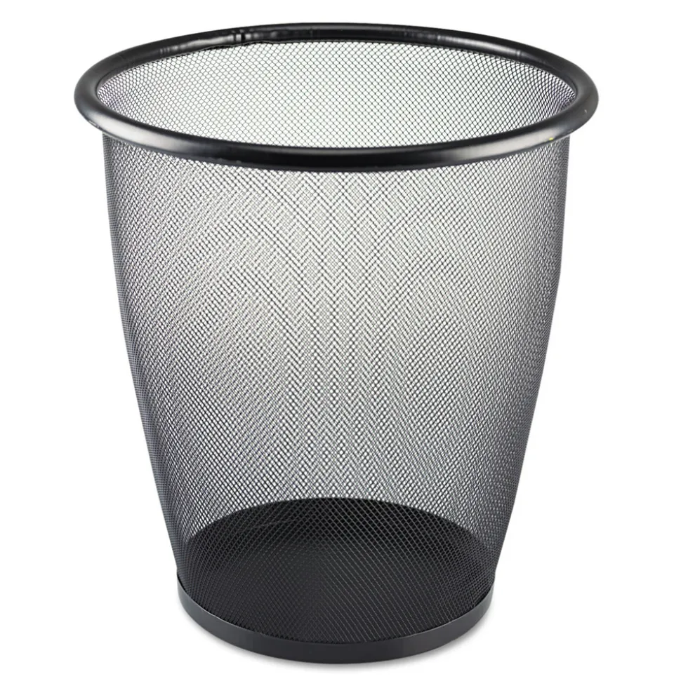 Safco Onyx 5-Gallon Round Steel Mesh Wastebasket - Black